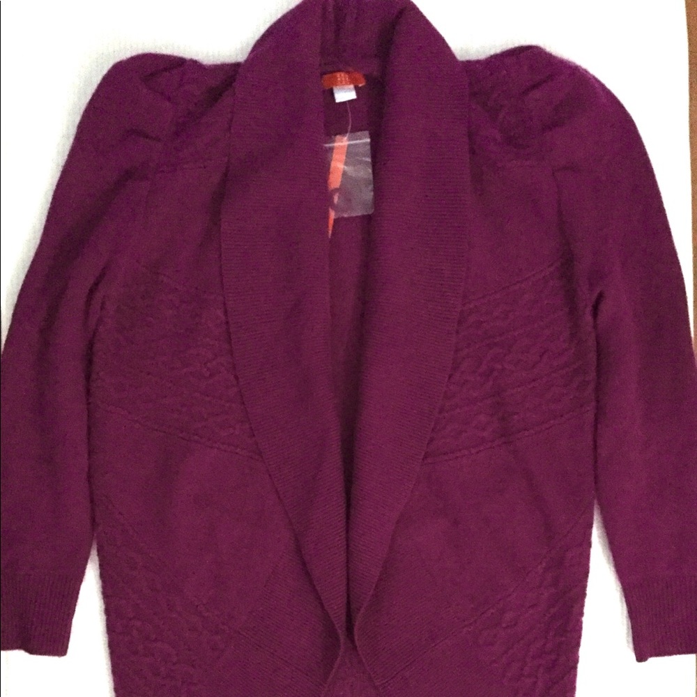 JEN NIE LIU CASHMERE PURPLE MAUVE OPEN SWEATER L